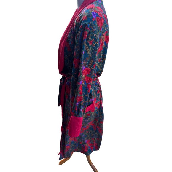 Vintage Victorias Secret Kimono Paisley Robe With Bright Red Accents Long Sleeve - Picture 4 of 9